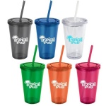 16oz. Acrylic Tumbler/Cup With Straw